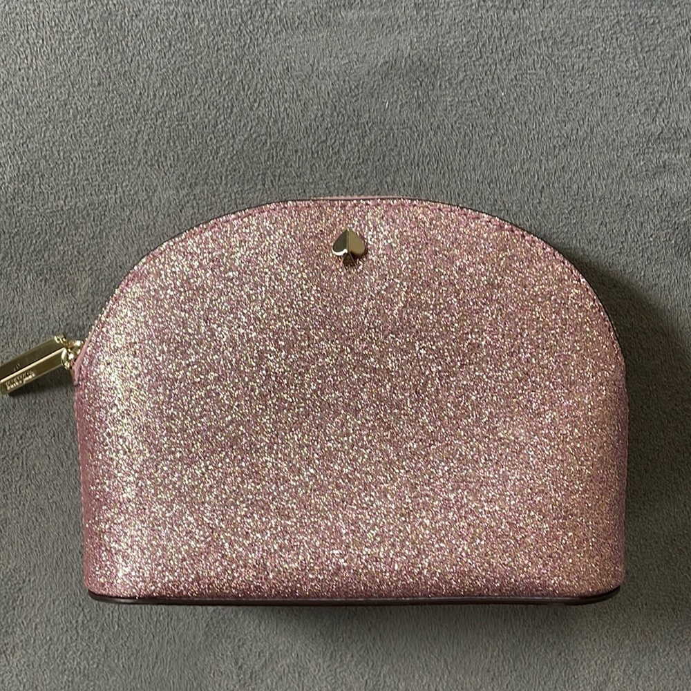 ✨ Kate spade pink glitter cosmetic bag